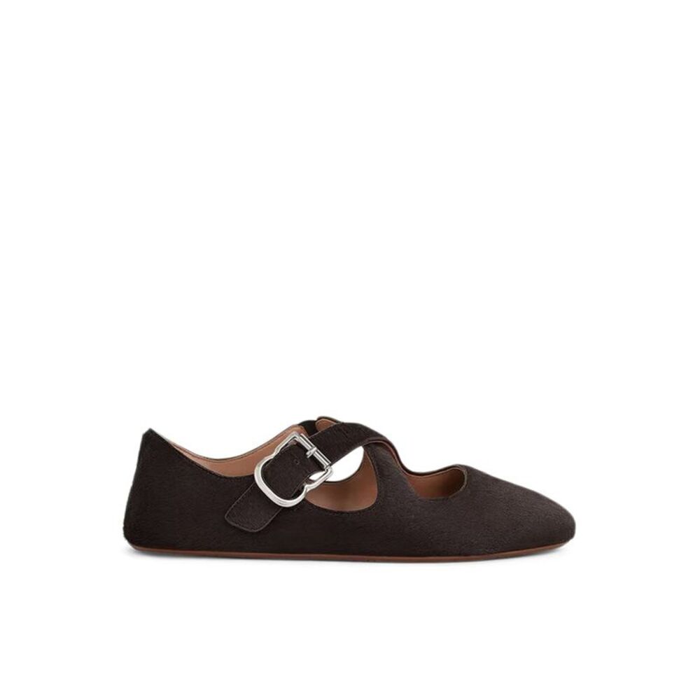 Alaia Women Crossed Ponyskin Ballerinas